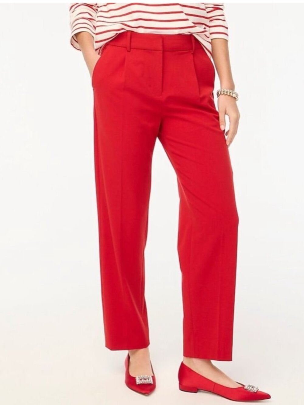 J. CREW Women's EUC Pleated Ankle Trouser in Red | Size 6